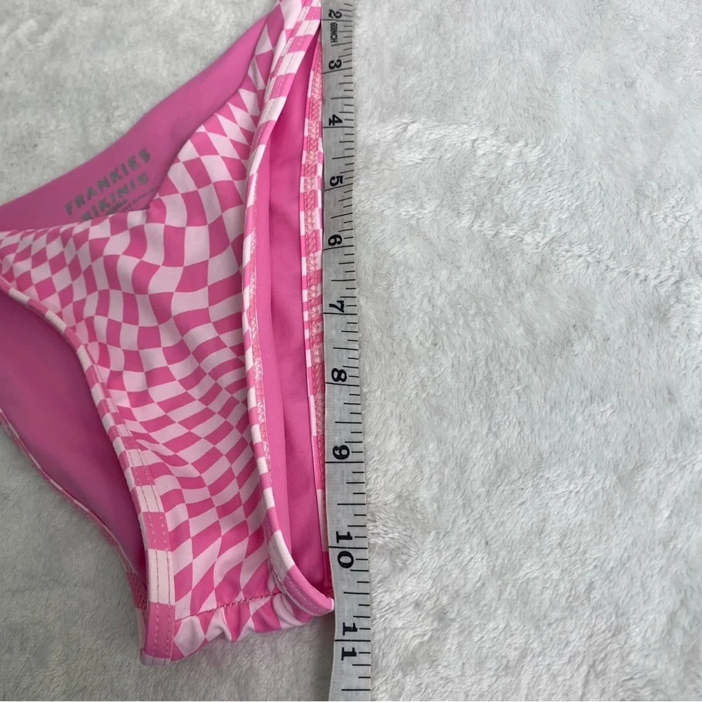 Frankie's Bikinis Pink Checkered Swimsuit Set Morrison Pattern Side-tie Bottoms
